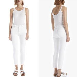 Mother The Pixie Ankle Fray Jeans In White Fairest of The All